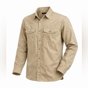 J.Crew Men’s Lightweight Button Down Shirt Tan Khaki Cotton Long Sleeve Sz S